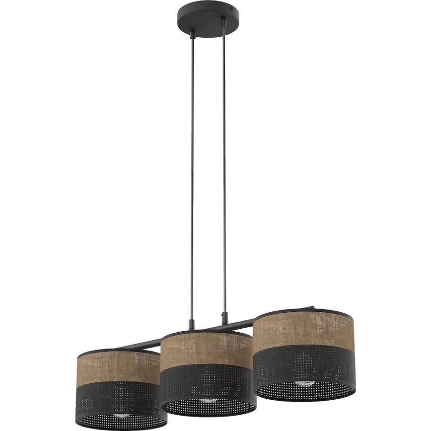 Pendelleuchte an Kabel KARBON, 3x E27/15W/230V, schwarz/braun