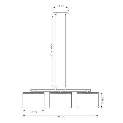 Pendelleuchte an Kabel KARBON 3xE27/15W/230V schwarz/grau