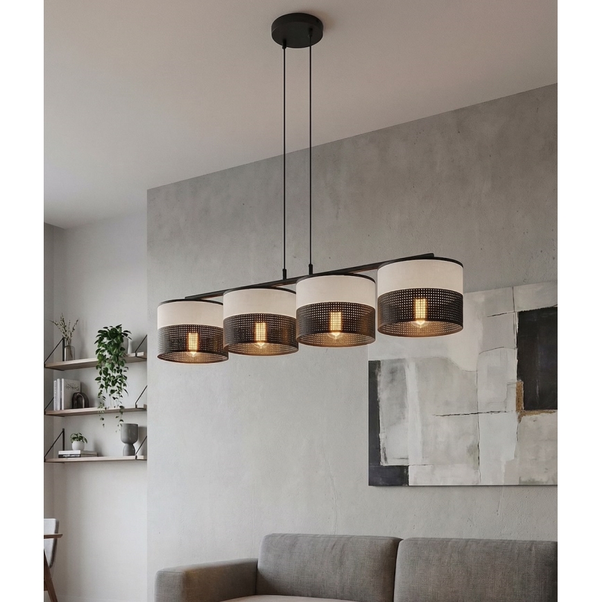 Pendelleuchte an Kabel KARBON 4xE27/15W/230V schwarz/grau