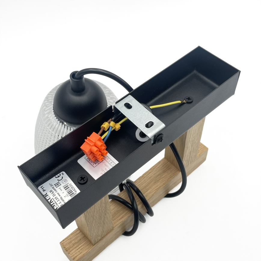 Pendelleuchte an Kabel LEANDRA 1xE27/15W/230V Eiche/Schwarz