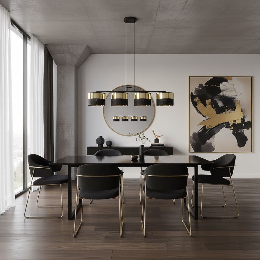 Pendelleuchte an Kabel LUX 4xE27/15W/230V schwarz/gold