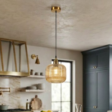 Pendelleuchte an Kabel MILOU 1xE27/15W/230V gold/rauchbeige