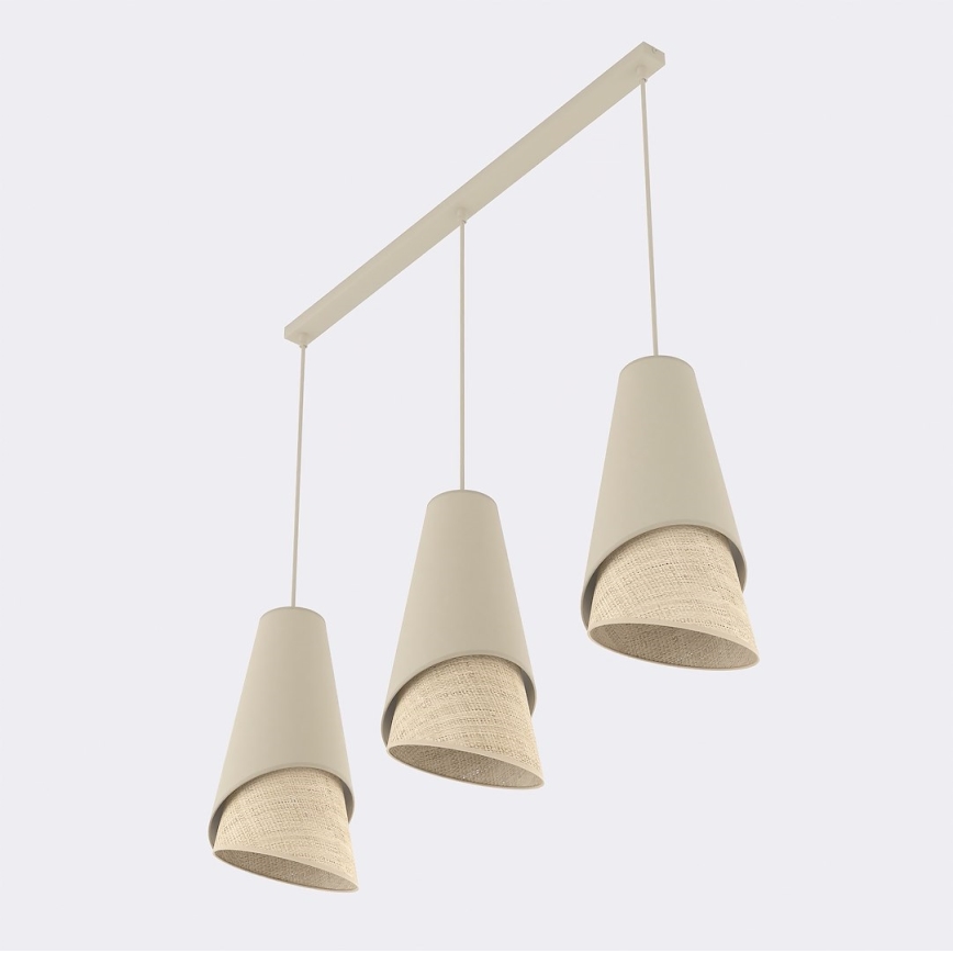 Pendelleuchte an Kabel MODA 3xE27/15W/230V beige/Rattan