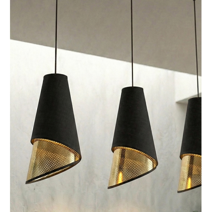 Pendelleuchte an Kabel MODA 3xE27/15W/230V schwarz/gold
