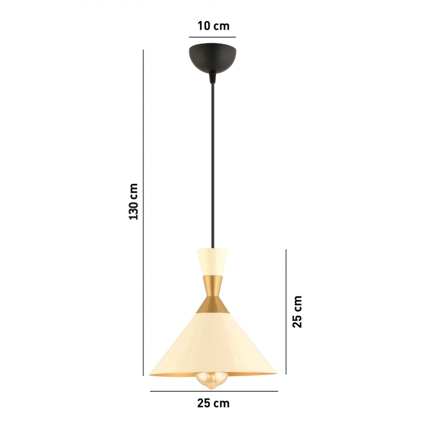 Pendelleuchte an Kabel MONZA 1xE27/40W/230V Ø 25 cm Creme/Gold