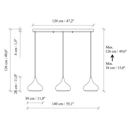 Pendelleuchte an Kabel MUBA 3xE27/40W/230V schwarz