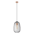 Pendelleuchte an Kabel OVELLA 1xE27/15W/230V Ø 25 cm Schwarz/Kiefer