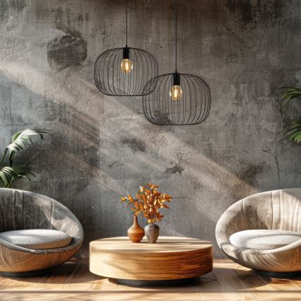 Pendelleuchte an Kabel OVELLA 1xE27/15W/230V Ø 46 cm schwarz