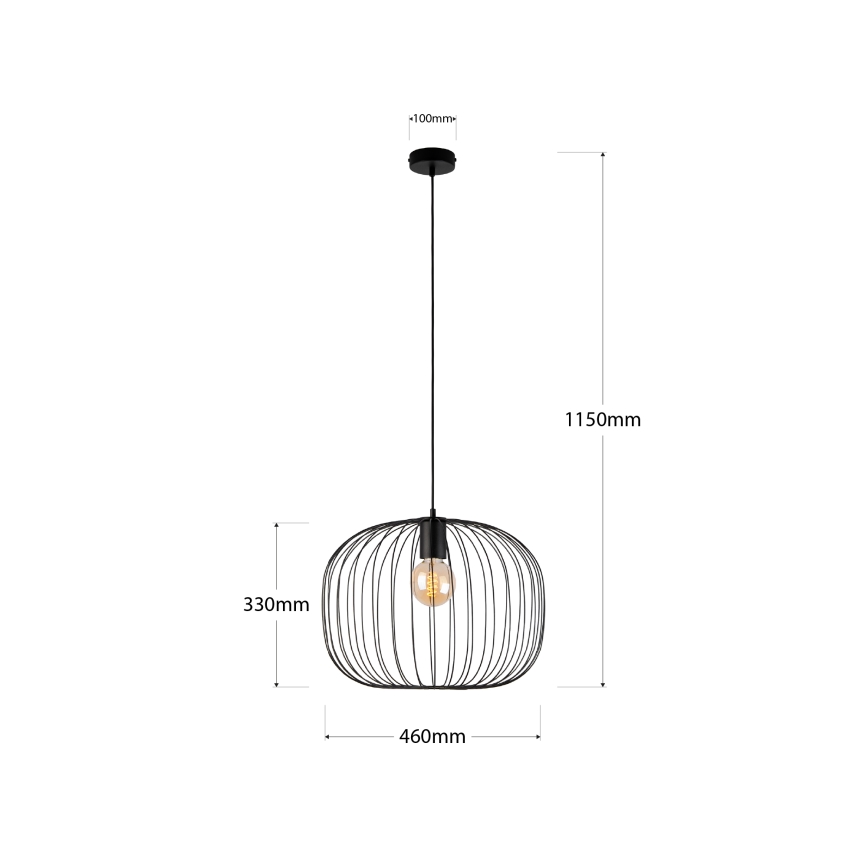 Pendelleuchte an Kabel OVELLA 1xE27/15W/230V Ø 46 cm schwarz
