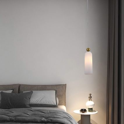 Pendelleuchte an Kabel PIEGA 1xE14/40W/230V Messing/Weiß