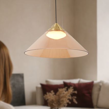Pendelleuchte an Kabel PRESTO 1xGX53/10W/230V Ø 42 cm gold/rauchbeige