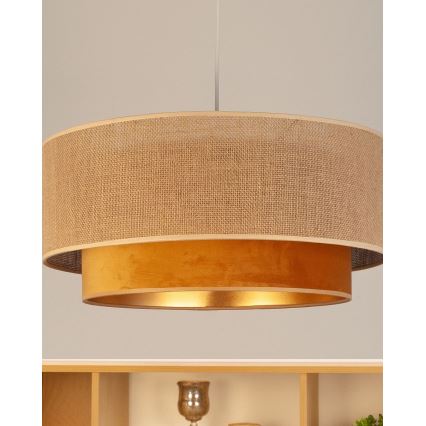 Pendelleuchte an Kabel SARTA 1xE27/60W/230V Ø 45 cm Kupfer/Jute