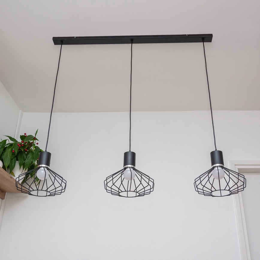 Pendelleuchte an Kabel SOLANO 3xE27/15W/230V schwarz/hochglanzchrom