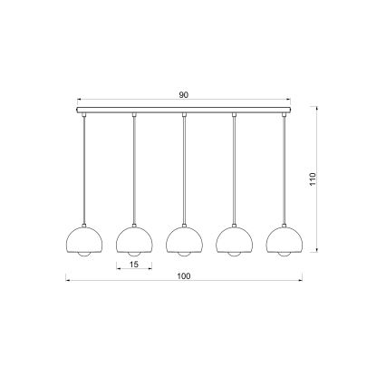 Pendelleuchte an Kabel SOOL 5xE27/15W/230V burgunderrot