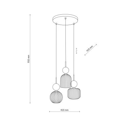 Pendelleuchte an Kabel SOPHIA 3xE14/10W/230V schwarz/grün/rauchfarbenes Beige