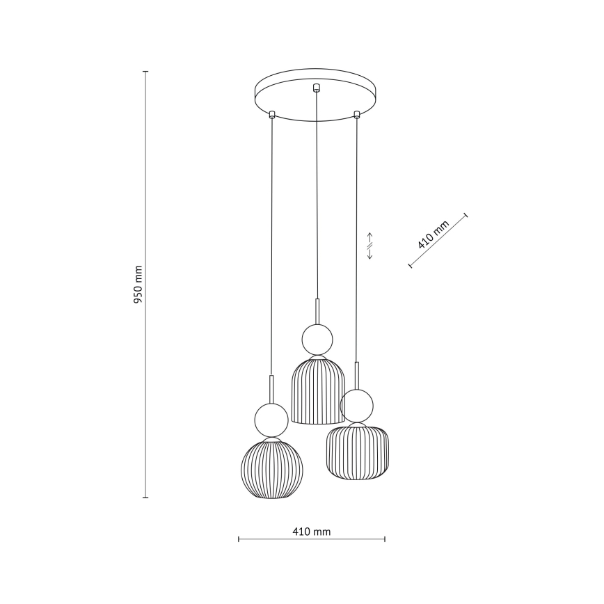 Pendelleuchte an Kabel SOPHIA 3xE14/10W/230V schwarz/grün/rauchfarbenes Beige
