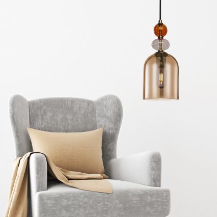 Pendelleuchte an Kabel TROPEA 1xE27/15W/230V schwarz/rauchrot/beige