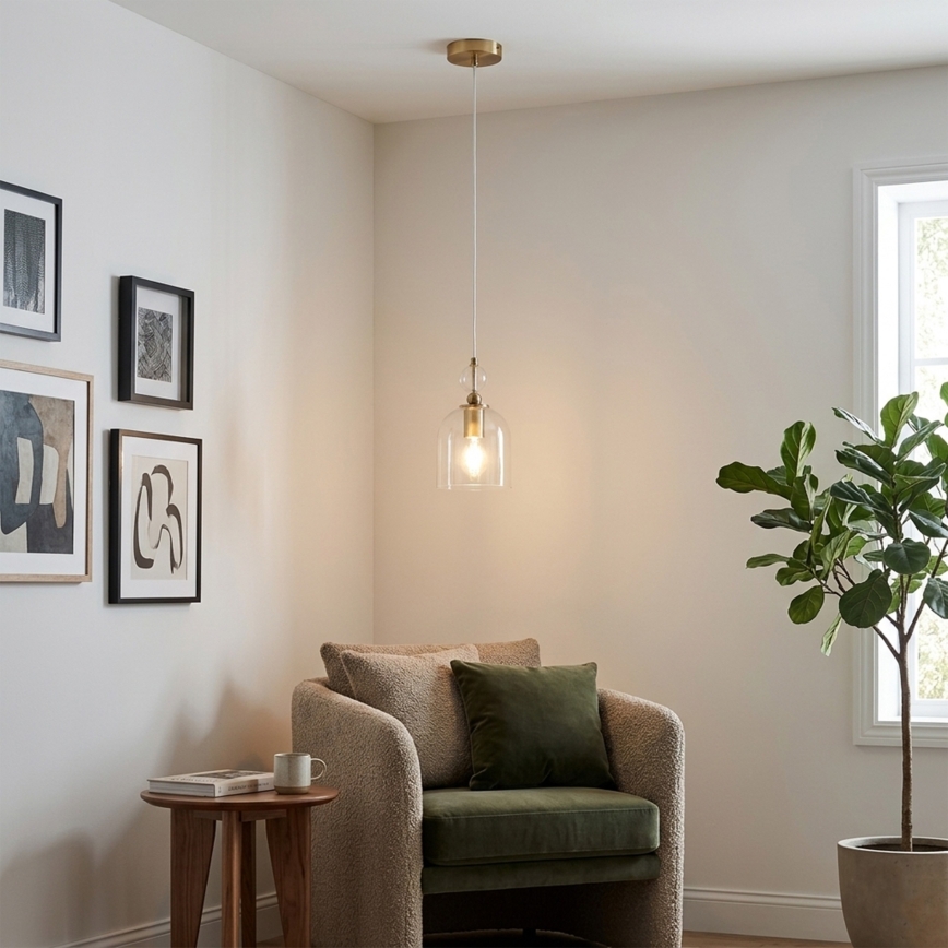 Pendelleuchte an Kabel VELARE 1xE27/15W/230V gold/transparent