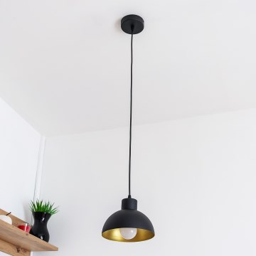Pendelleuchte an Kabel VESPER 1xE27/15W/230 Ø 18 cm schwarz/gold