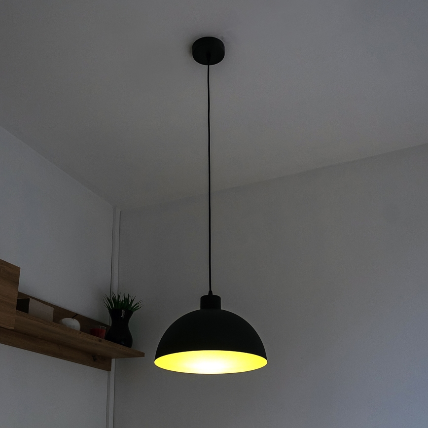 Pendelleuchte an Kabel VESPER 1xE27/15W/230 Ø 18 cm schwarz/gold