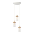 Pendelleuchte an Kabel WOODNEST 3xE27/15W/230V Kiefer/Creme