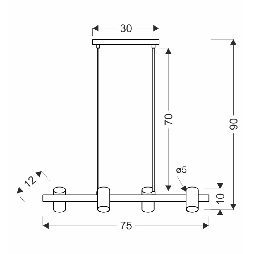 Pendelleuchte an Kabel XILO 4xGU10/25W/230V Buche/Weiß