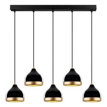 Pendelleuchte an Kabel YILDO 5xE27/40W/230V schwarz/gold