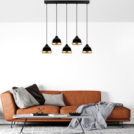 Pendelleuchte an Kabel YILDO 5xE27/40W/230V schwarz/gold