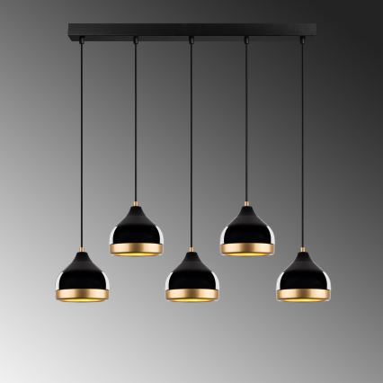 Pendelleuchte an Kabel YILDO 5xE27/40W/230V schwarz/gold