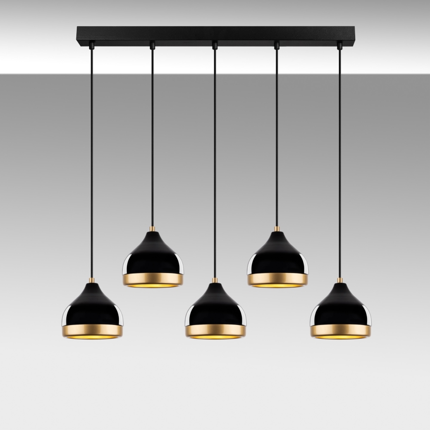 Pendelleuchte an Kabel YILDO 5xE27/40W/230V schwarz/gold