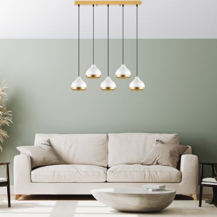 Pendelleuchte an Kabel YILDO 5xE27/40W/230V weiß/gold