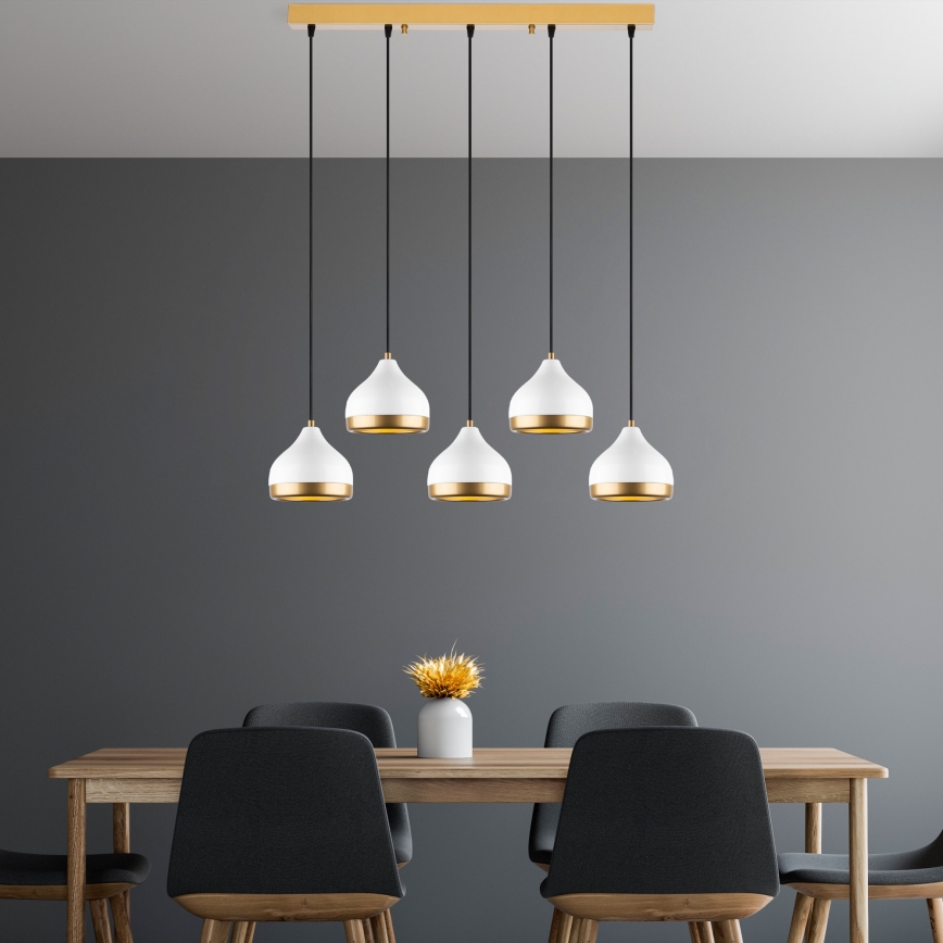 Pendelleuchte an Kabel YILDO 5xE27/40W/230V weiß/gold