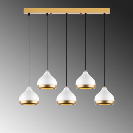 Pendelleuchte an Kabel YILDO 5xE27/40W/230V weiß/gold