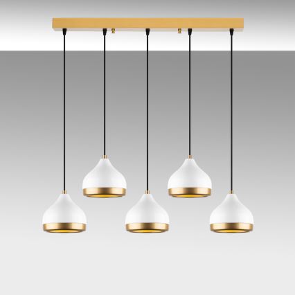 Pendelleuchte an Kabel YILDO 5xE27/40W/230V weiß/gold
