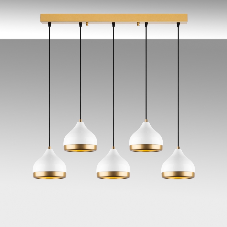 Pendelleuchte an Kabel YILDO 5xE27/40W/230V weiß/gold