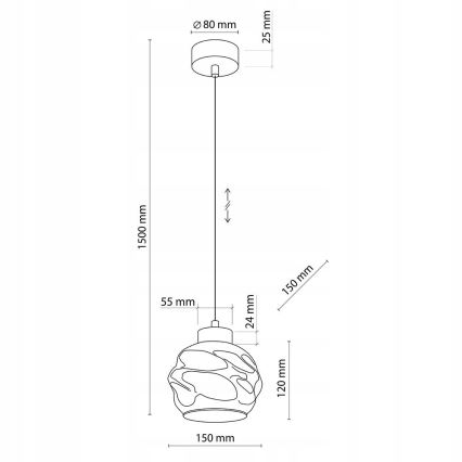 Pendelleuchte an Kabel ZULIA 1xE27/15W/230V schwarz/rauchschwarz