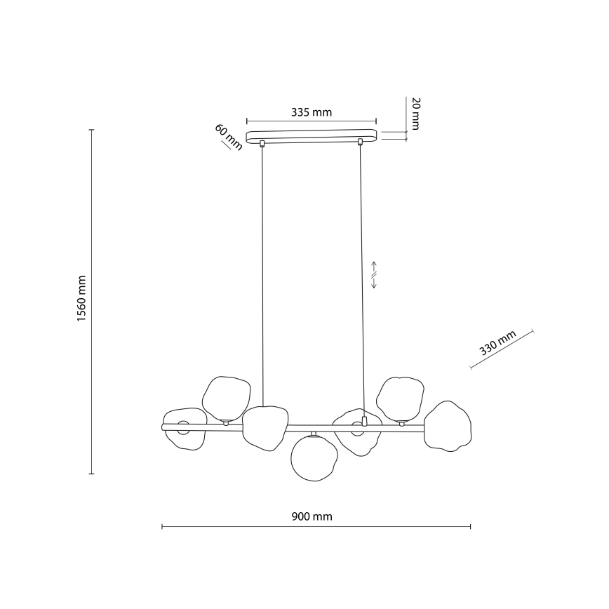Pendelleuchte an Seil LAVA 7xG9/8W/230V Bronze/rauchbeige