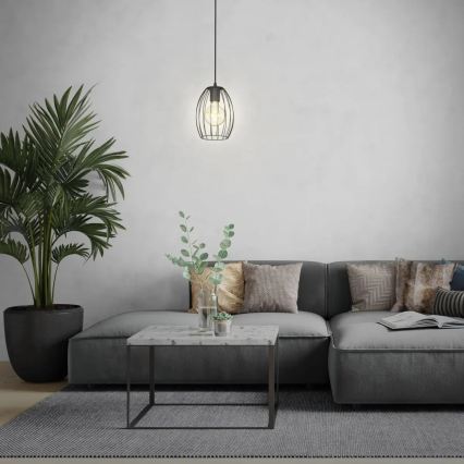 Pendelleuchte an Stange 1xE27/60W/230V schwarz