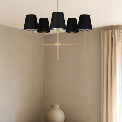 Pendelleuchte an Stange MADELA 5xE14/40W/230V schwarz/beige