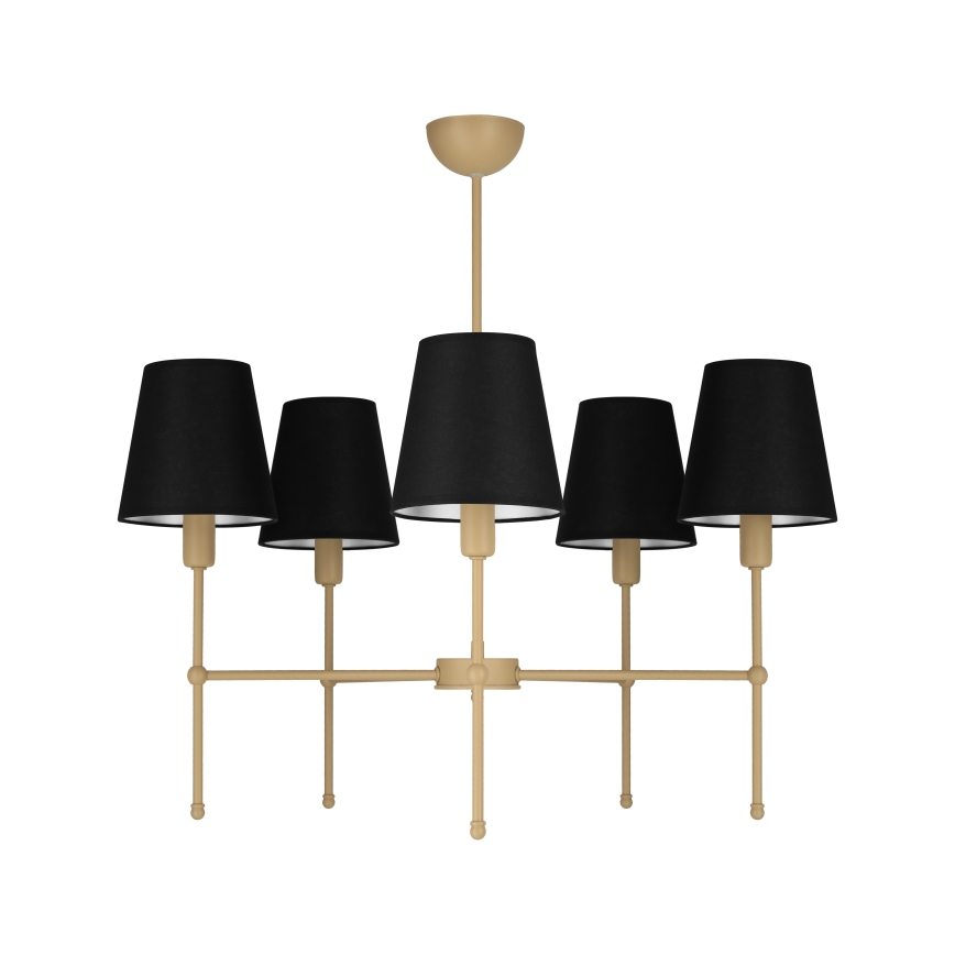 Pendelleuchte an Stange MADELA 5xE14/40W/230V schwarz/beige