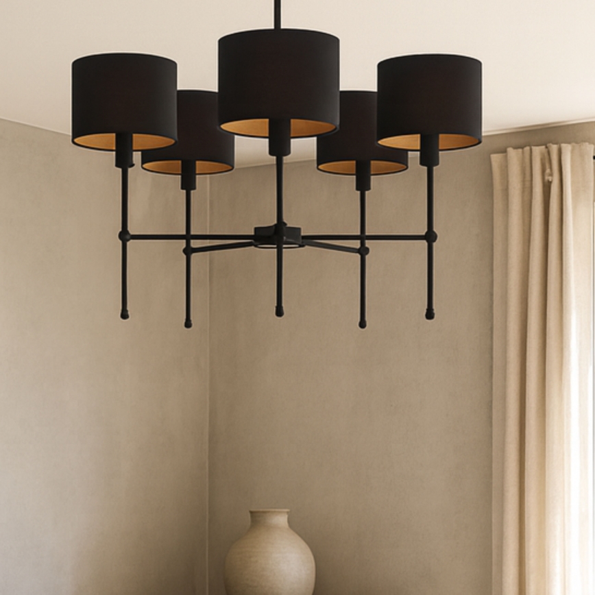 Pendelleuchte an Stange MADELA 5xE14/40W/230V schwarz