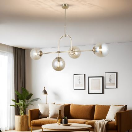 Pendelleuchte an Stange POLINO 4xE27/40W/230V goldfarben