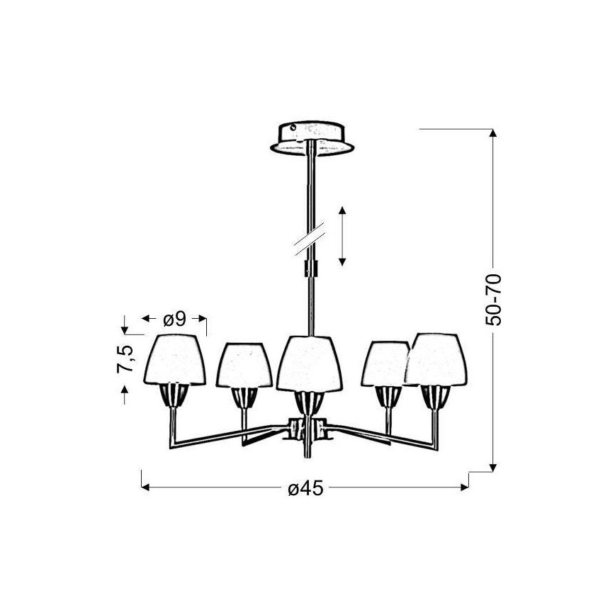 Pendelleuchte an Stange TOGO 5xG9/40W/230V matt chrom/weiß