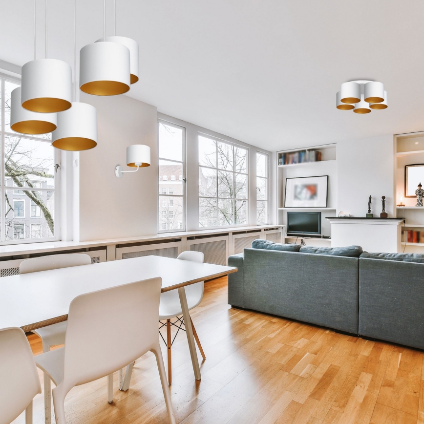 Deckenleuchte an Seil ARDEN 5xE27/60W/230V weiß/gold