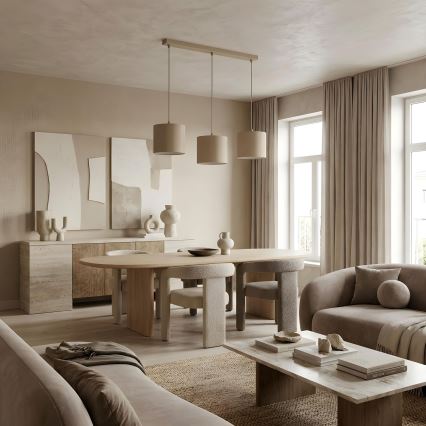 Pendelleuchte ARDEN mit Kabel 3xE27/15W/230V beige
