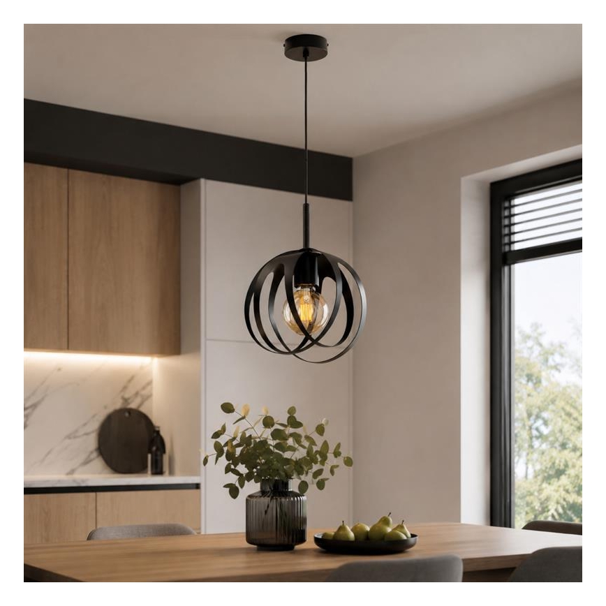 Pendelleuchte ASANI an Kabel 1xE27/15W/230V schwarz
