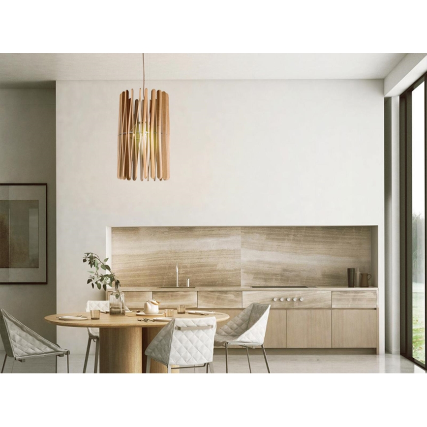 Pendelleuchte aus Holz an Kabel 1xE27/60W/230V Ø 38 cm massiv/Esche/Gummibaum