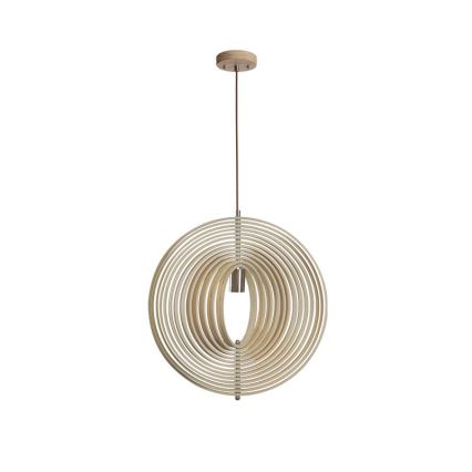 Pendelleuchte aus Holz mit Kabelaufhängung 1xE27/60W/230V Ø 43,5 cm Massivholz/Furnier/Buche/Gummibaum