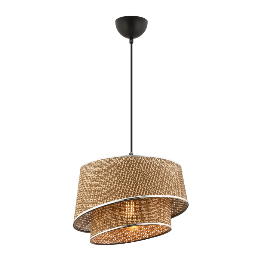 Pendelleuchte BARETTE, 1x E27 (max. 60 W), 230 V, Braun / glänzender Chrom