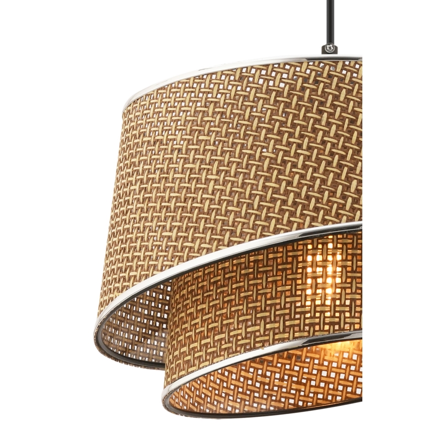 Pendelleuchte BARETTE, 1x E27 (max. 60 W), 230 V, Braun / glänzender Chrom